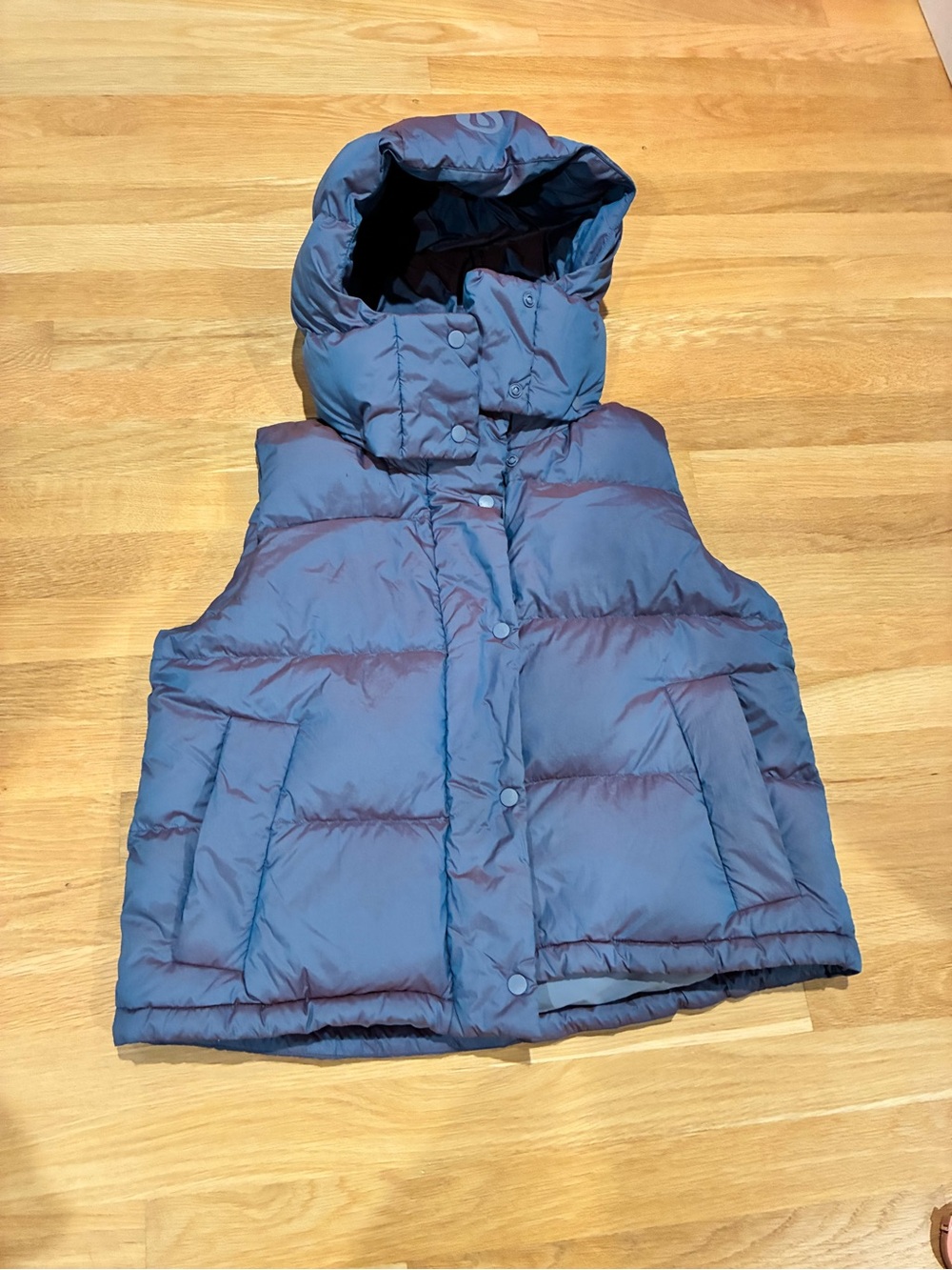 Lululemon Wunder Puff Cropped Goose Down Vest Heathered Wild Indigo Size 4